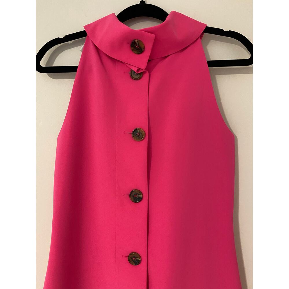 STS Sail to Sable Hot Pink Cowl High Neck Sleeveless Dress Button back EUC XS - Picture 7 of 9